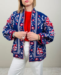 Cardigan bluette-rosso