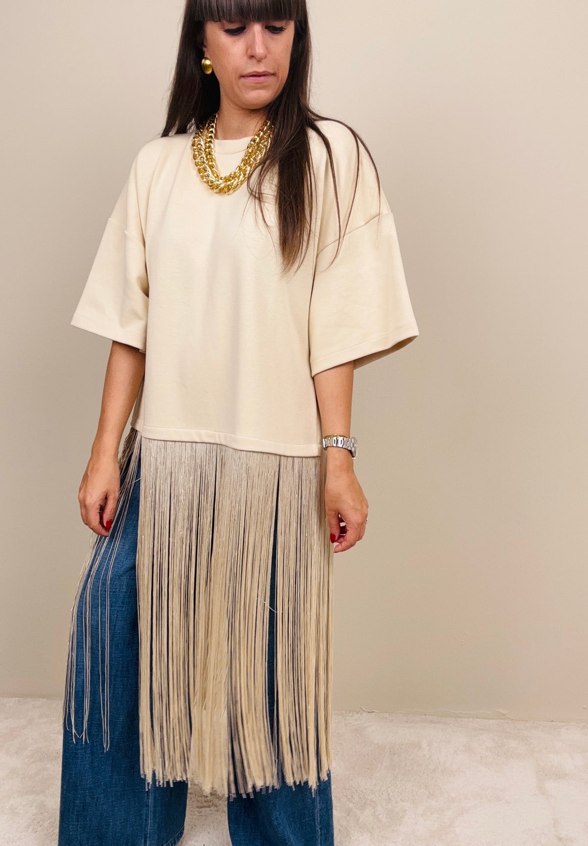 Maglia con maxi frange