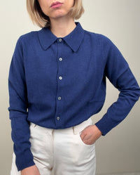 Maglioncino shirt button blu navy