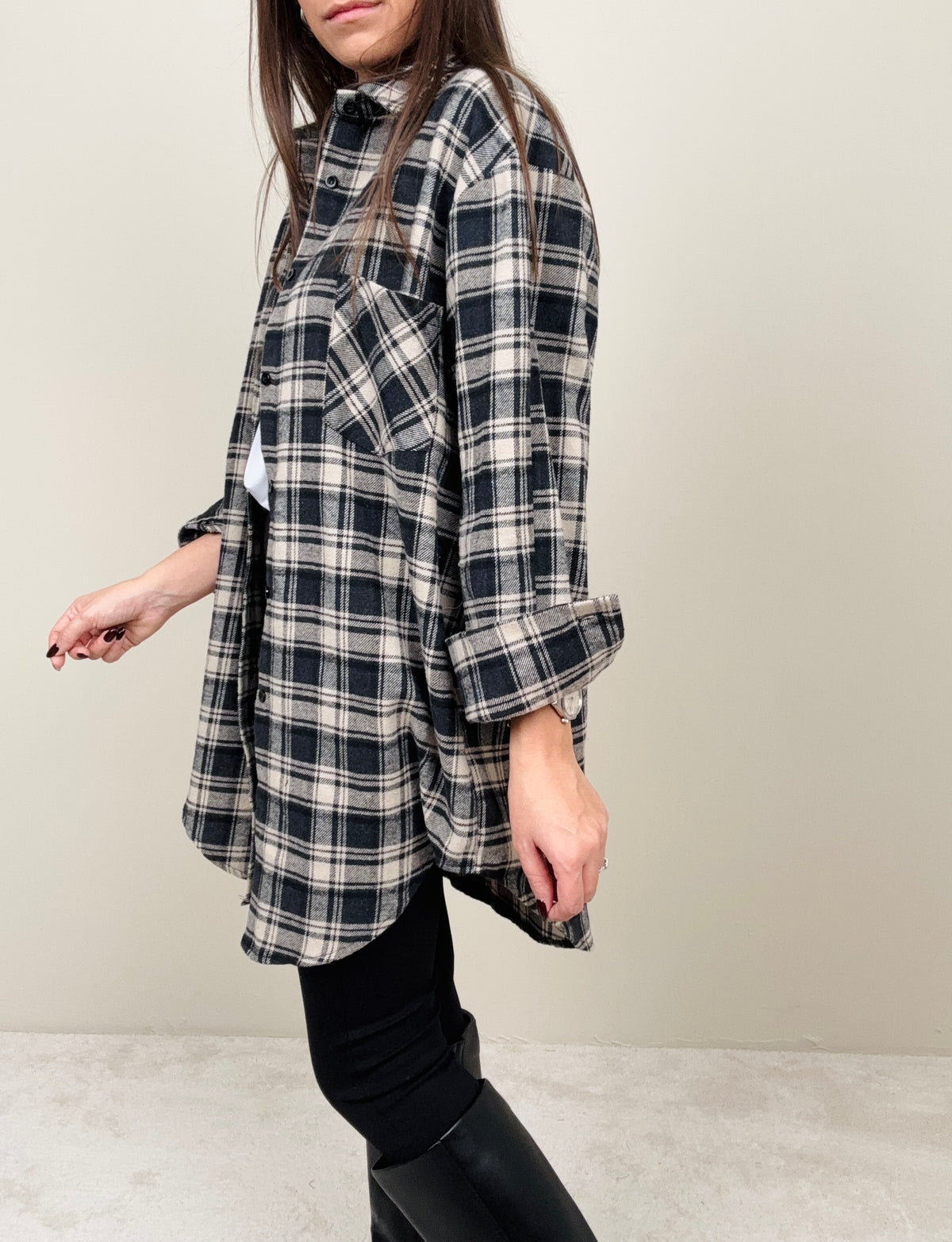 Overshirt quadri nero