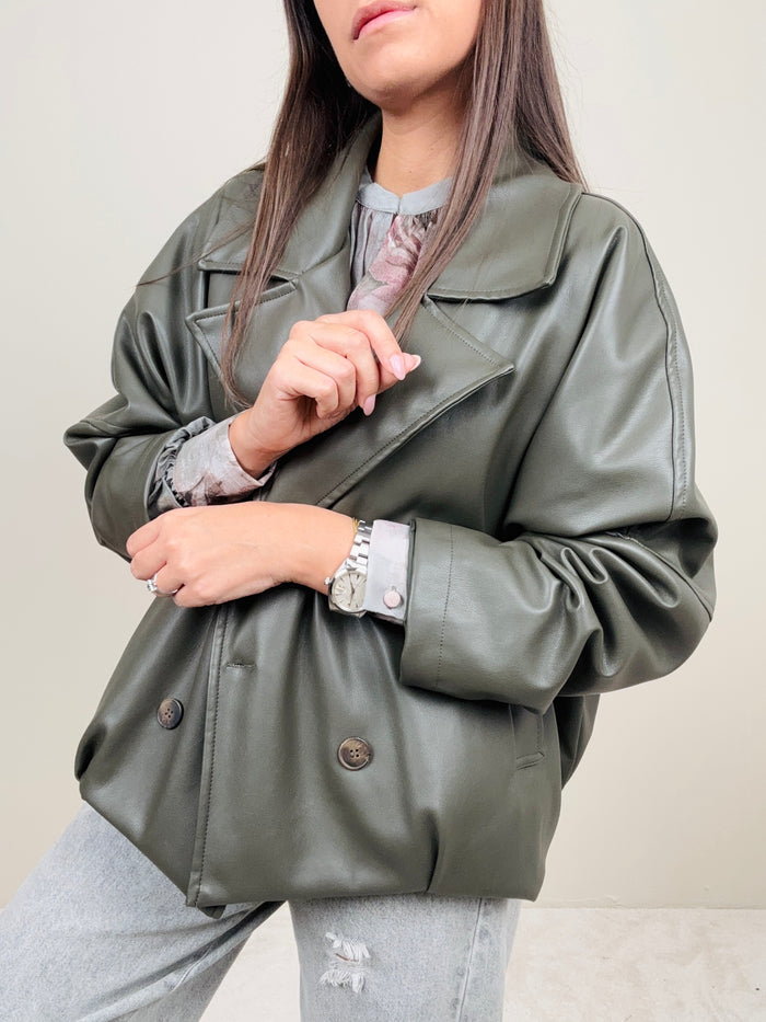 Bomber ecopelle oliva