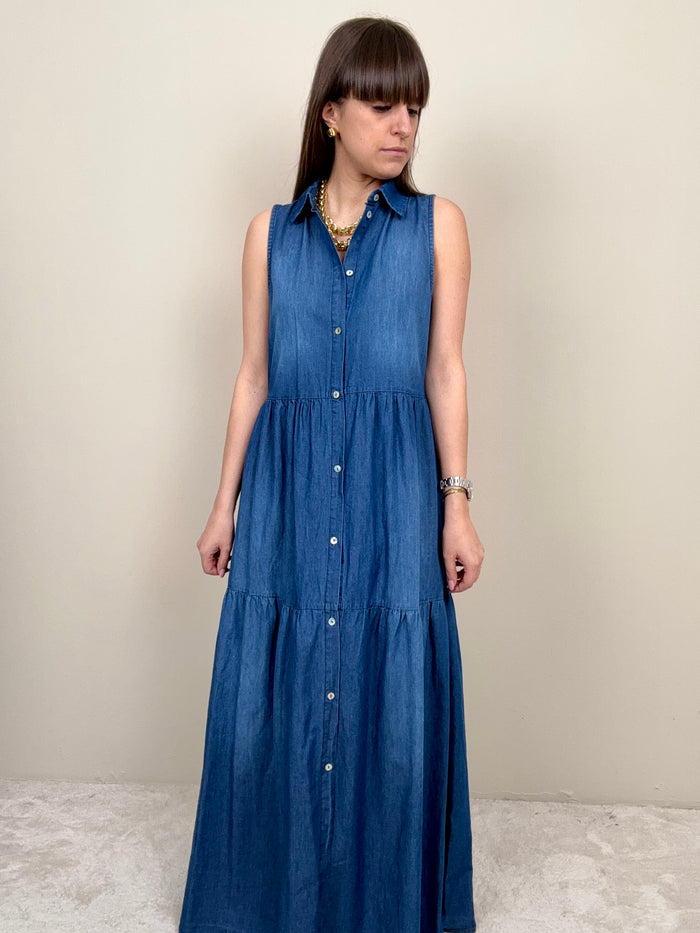 Abito chambray a balze