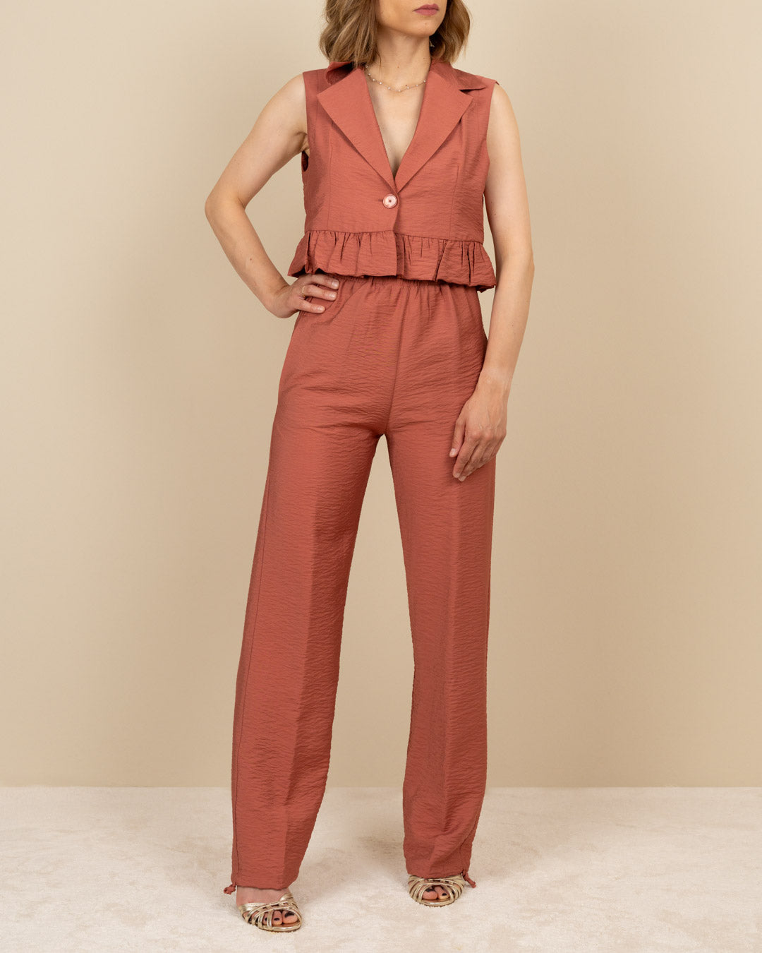 Pantalone viscosa pesca