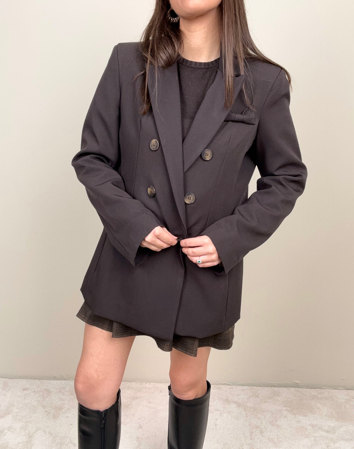 Blazer over con fiocchetto