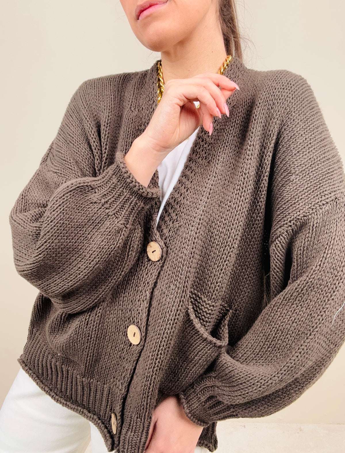 Cardigan bottoni legno (più colori)