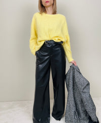 Pantalone palazzo ecopelle nero