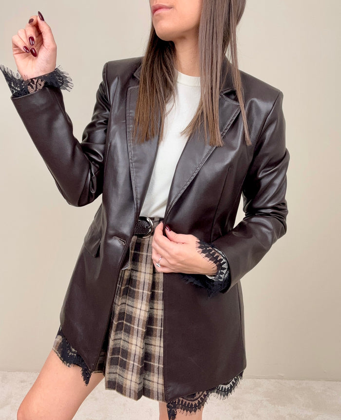 Blazer fondente con inserti in pizzo