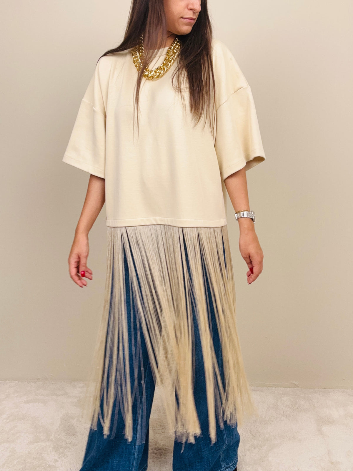 Maglia con maxi frange