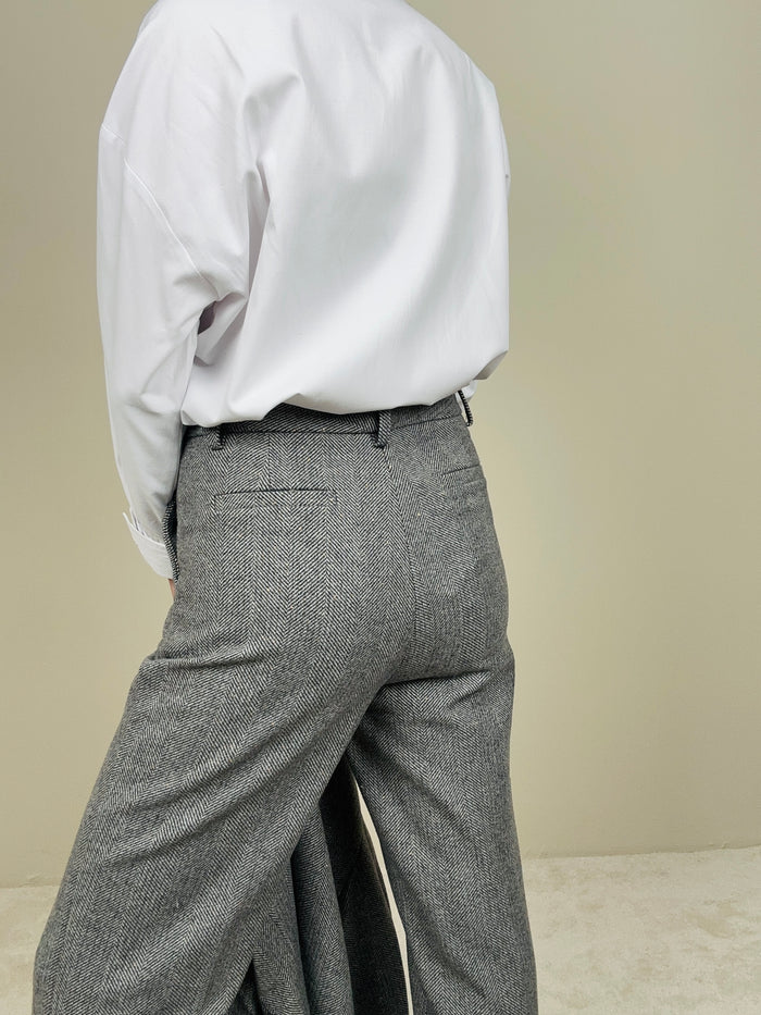 Pantalone spinato misto lana