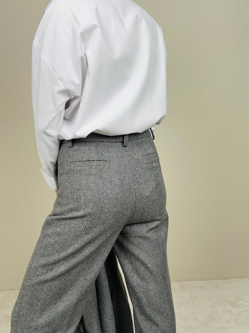 Pantalone spinato misto lana