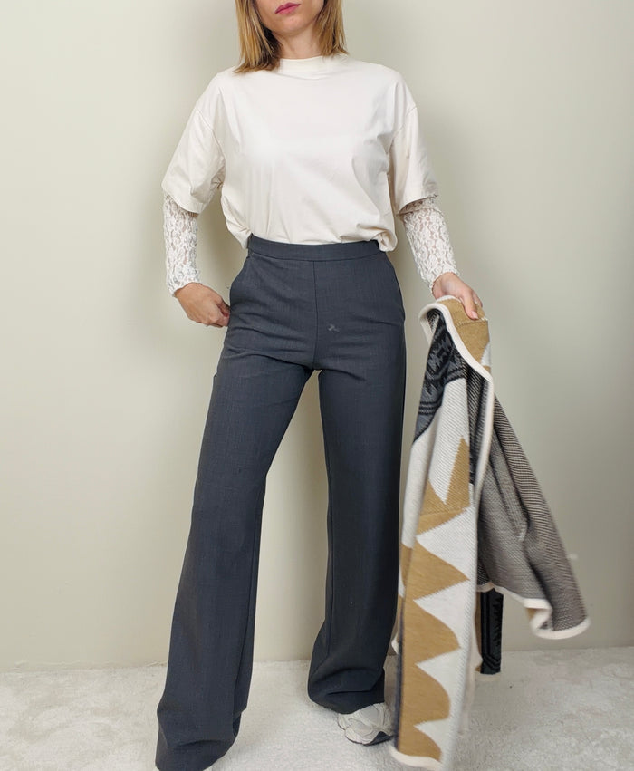 Pantalone misto lana grigio