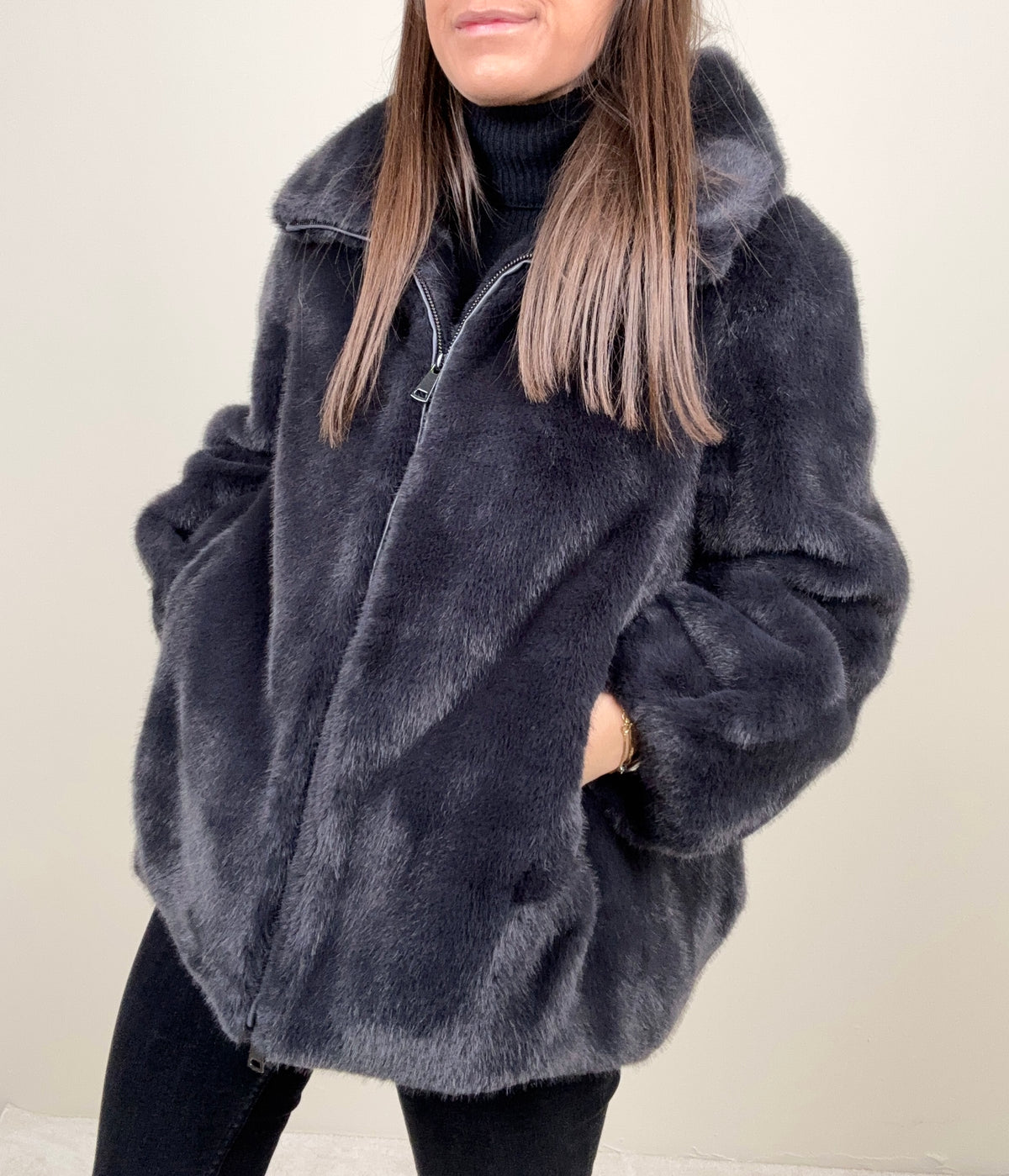 Eco pelliccia grigio fumo
