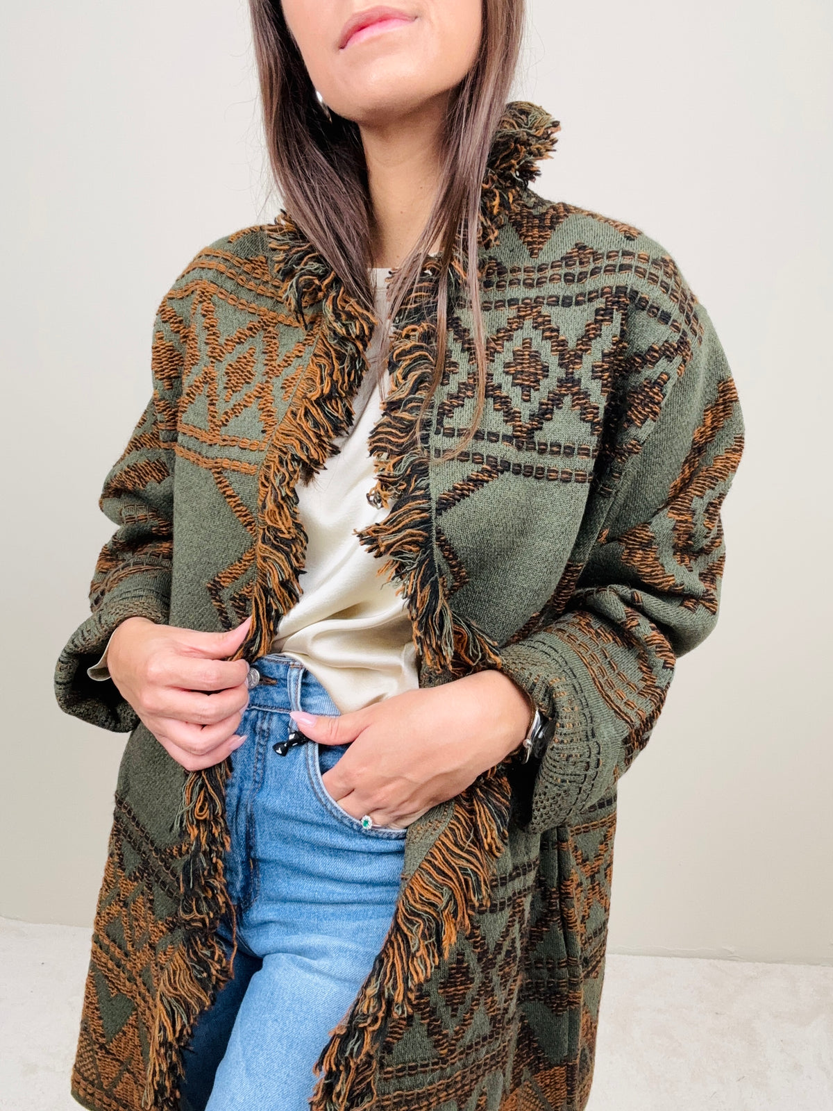 Cardigan etnico militare
