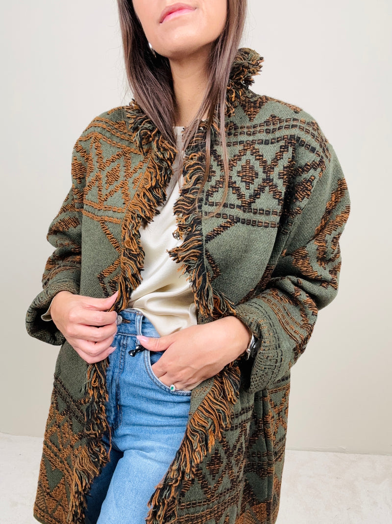 Cardigan etnico militare