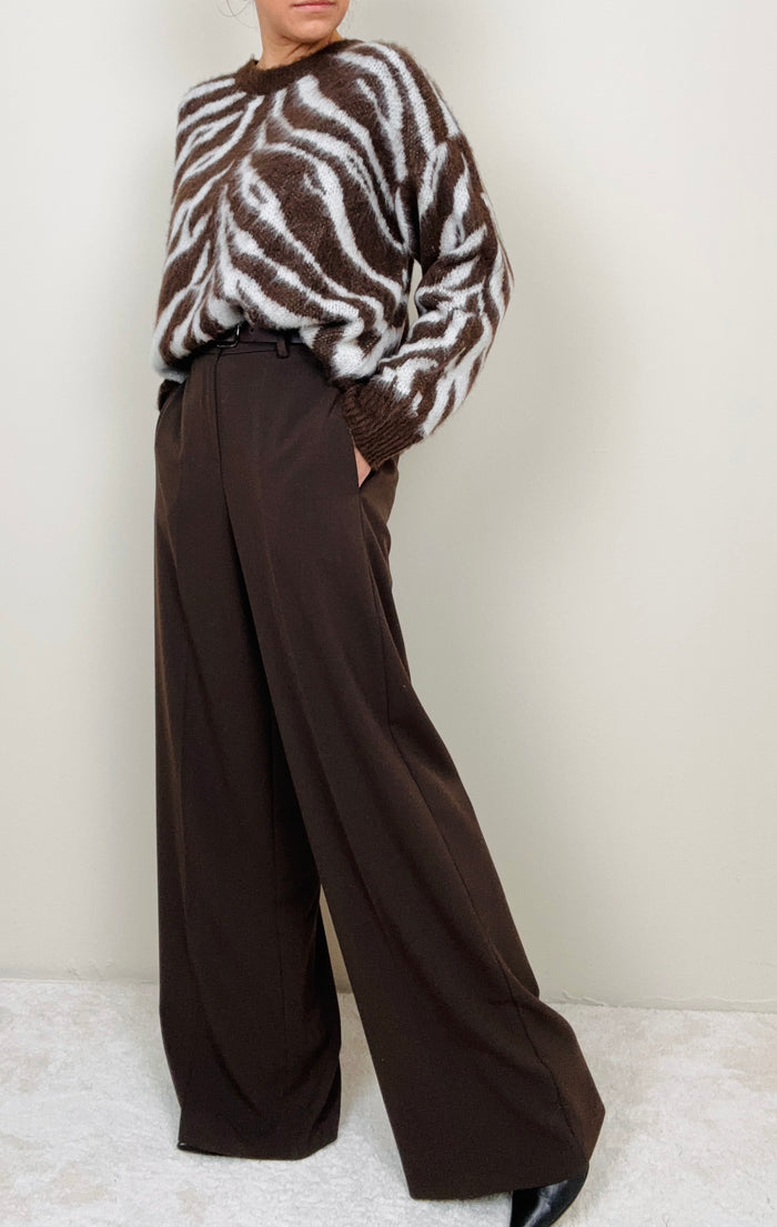 Pantalone cioccolato con cintura