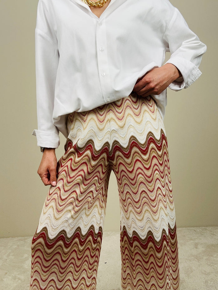 Pantalone in maglina stile missoni rosso