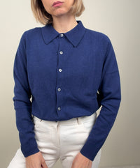 Maglioncino shirt button blu navy