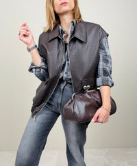 Gilet in ecopelle cioccolato