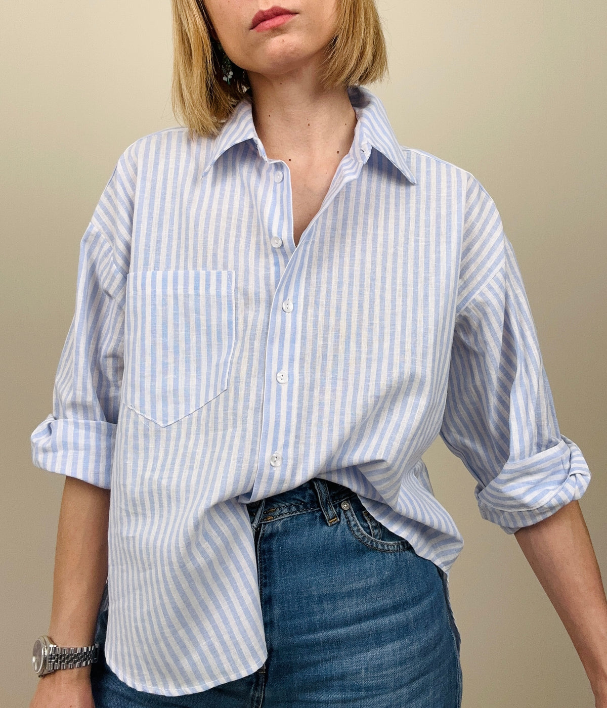 Camicia Summer Time riga azzurra