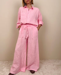 Pantalone in lino rosa