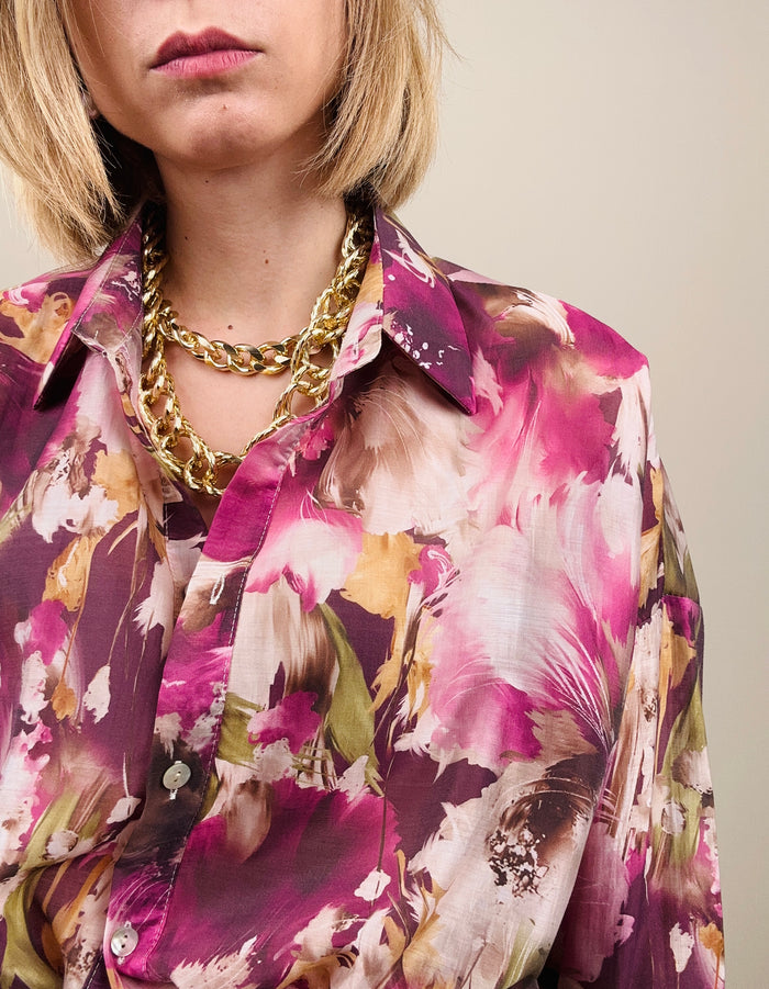 Camicia in fantasia ciclamino