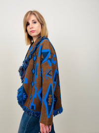 Cardigan etnico cacao-bluette