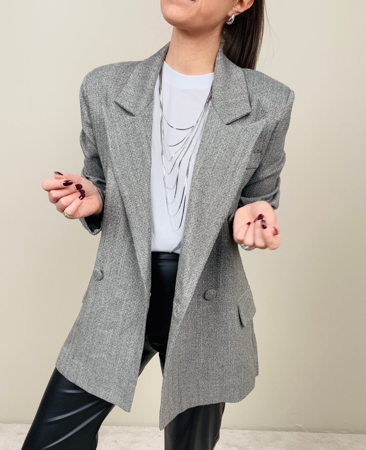 Blazer spinato grigio