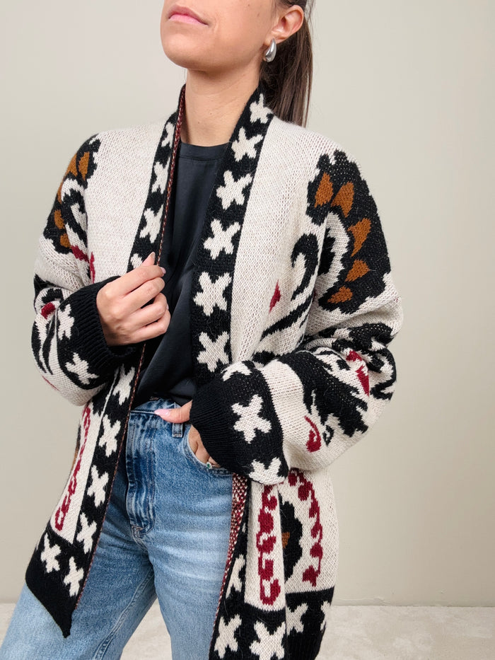 Cardigan fantasia avorio