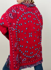 Cardigan bandana rosso-azzurro
