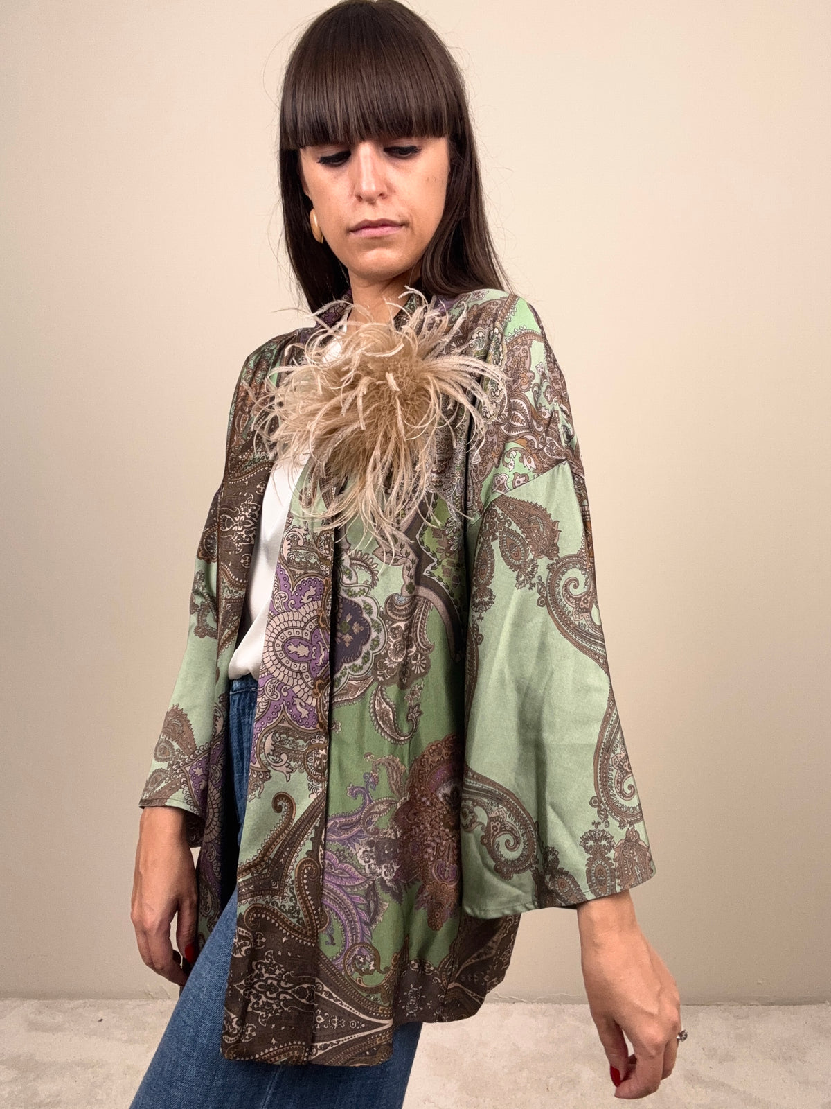 Kimono in fantasia verde