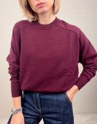 Maglioncino girocollo in lana bordeaux