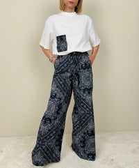 Pantalone fantasia bandana blu
