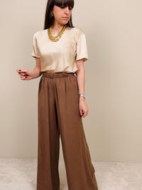 Pantalone scivolato in viscosa cacao
