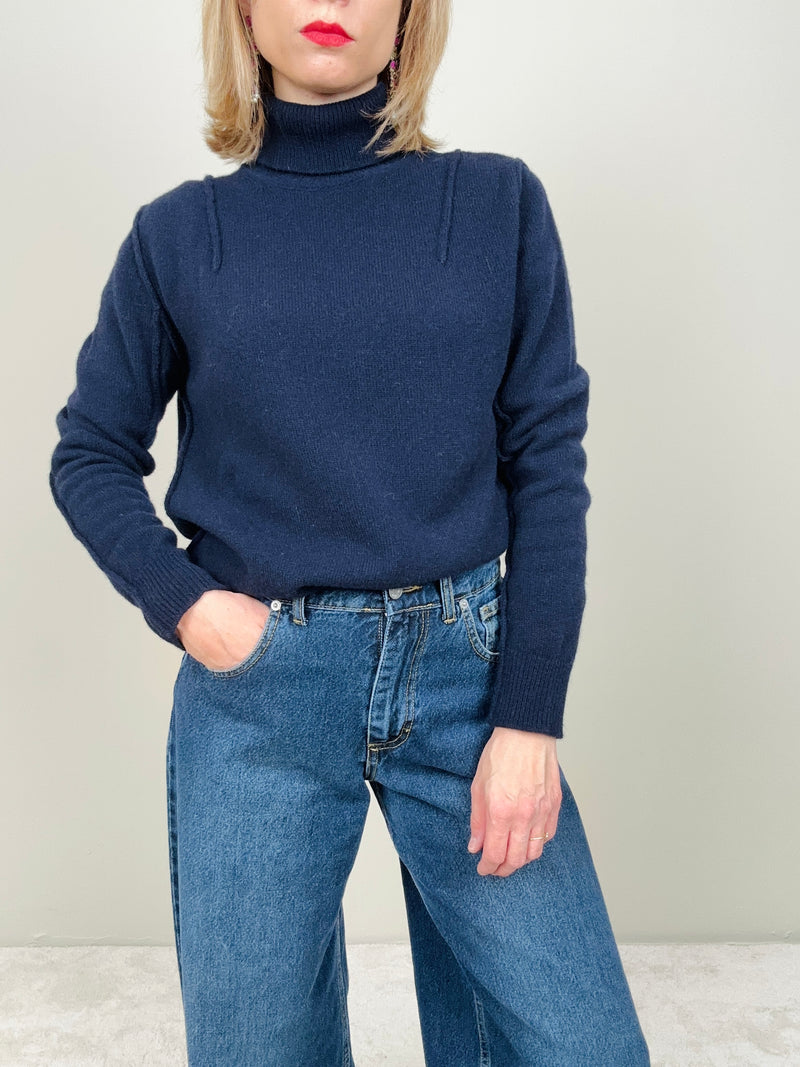 Maglioncino collo alto blu