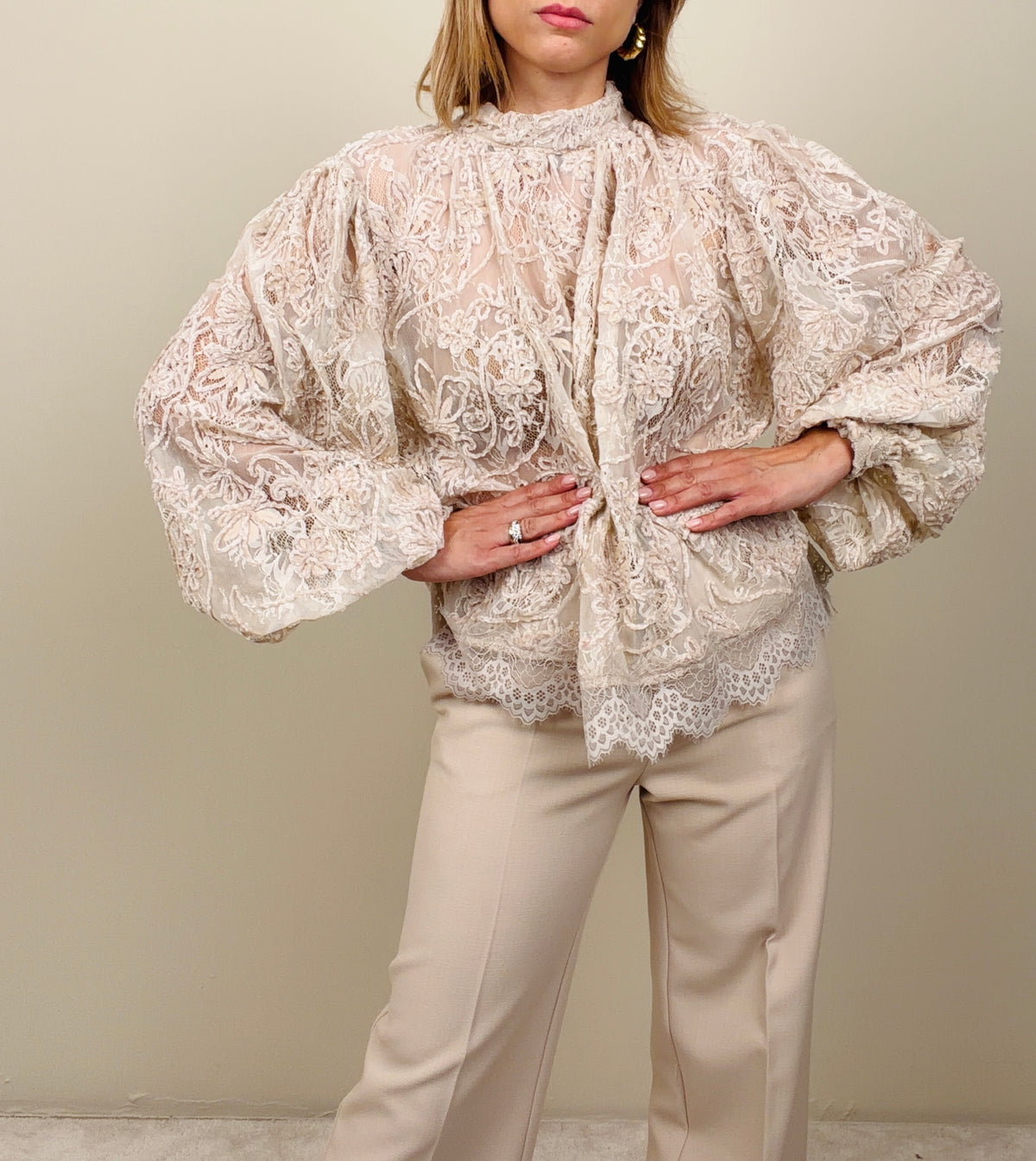 Camicia in pizzo burro