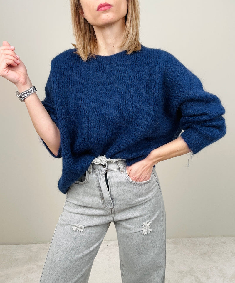 Maglione mohair blu