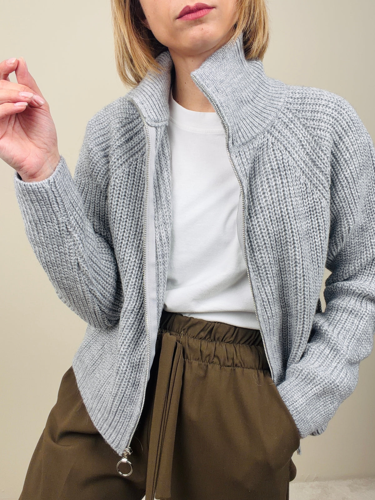Maglione con zip lunga (più colori)