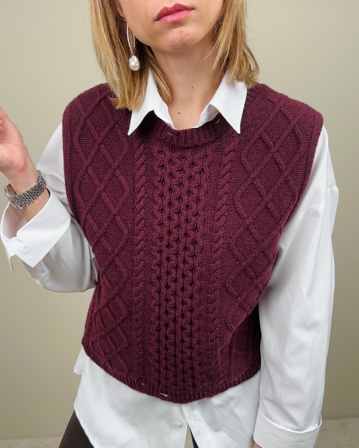 Gilet lavorato in maglia (più colori)