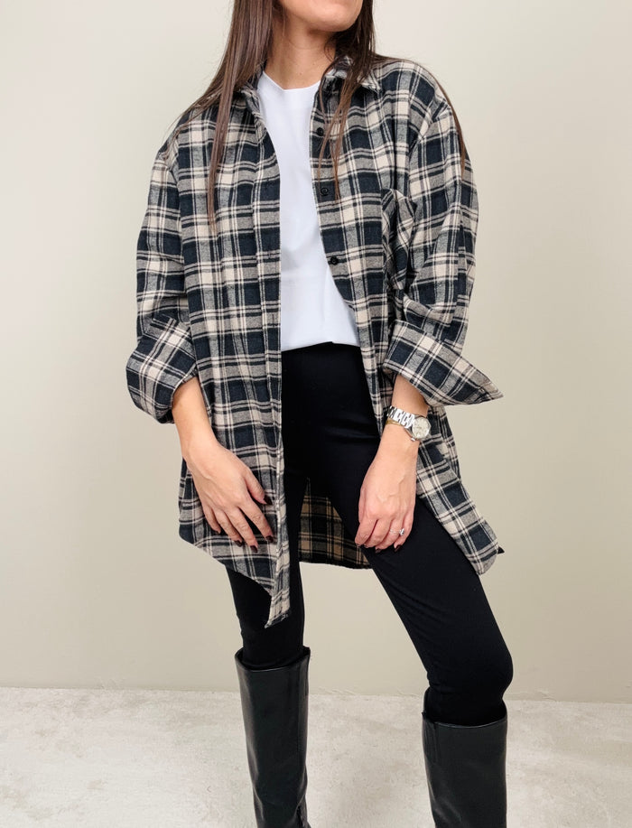 Overshirt quadri nero