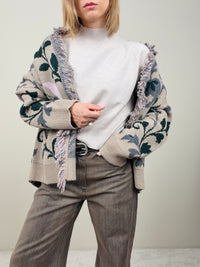 Cardigan arabesque beige-verde