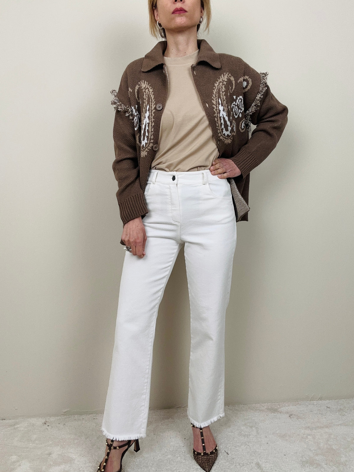 Pantalone in cotone sfrangiato
