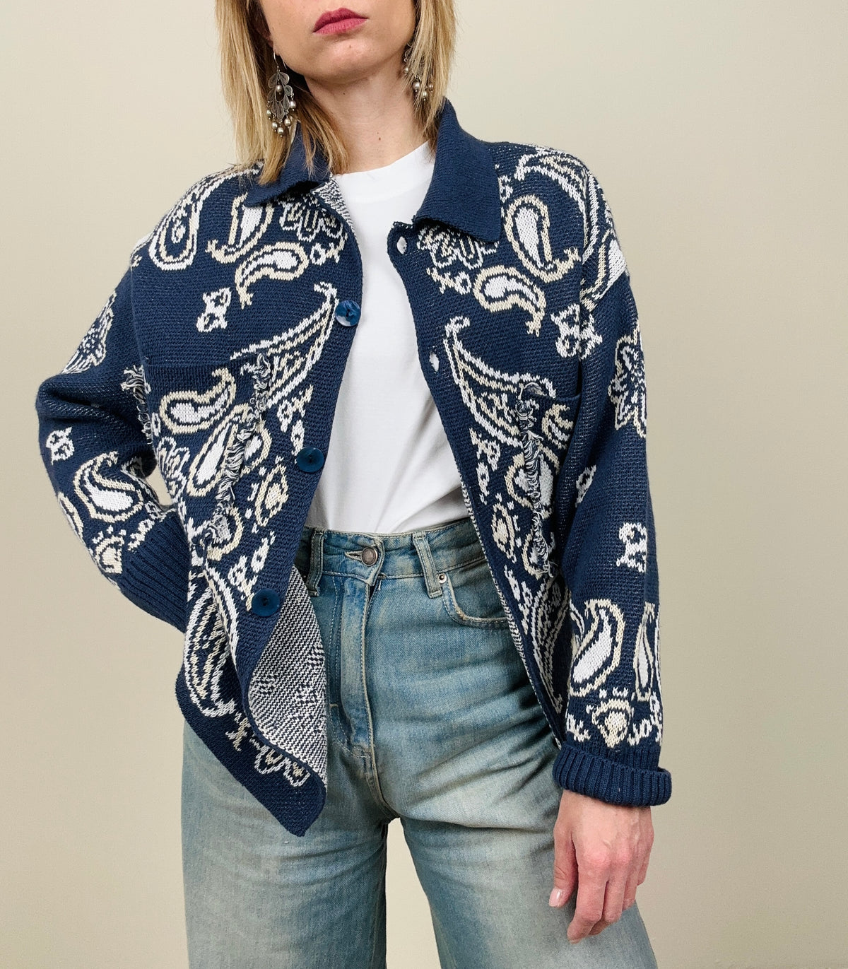 Cardigan bandana con colletto