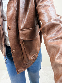 Giubbino in ecopelle marrone chiaro