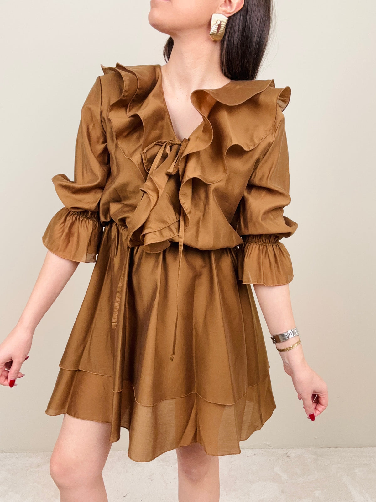 Abito ruches cognac