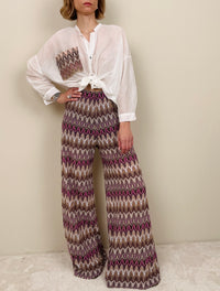 Pantalone in maglina stile missoni viola