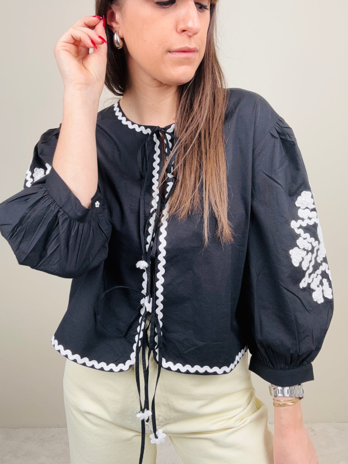 Camicia laccetti nera