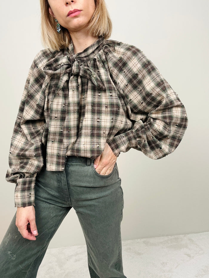 Camicia check con fiocco