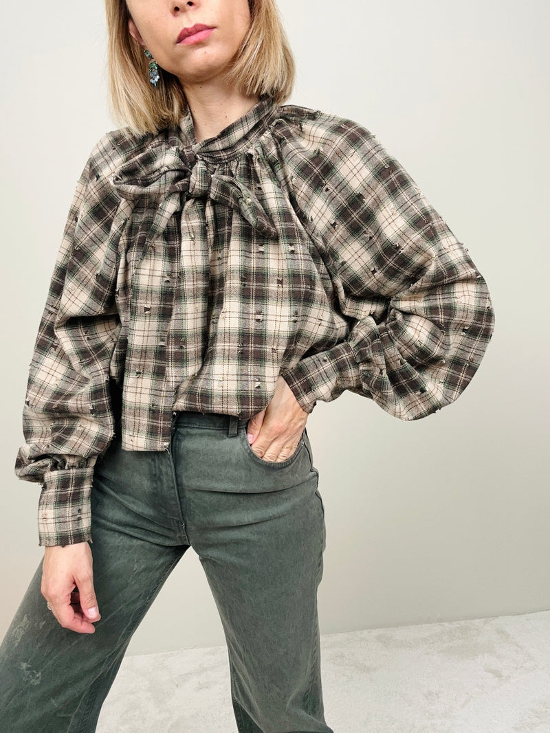 Camicia check con fiocco