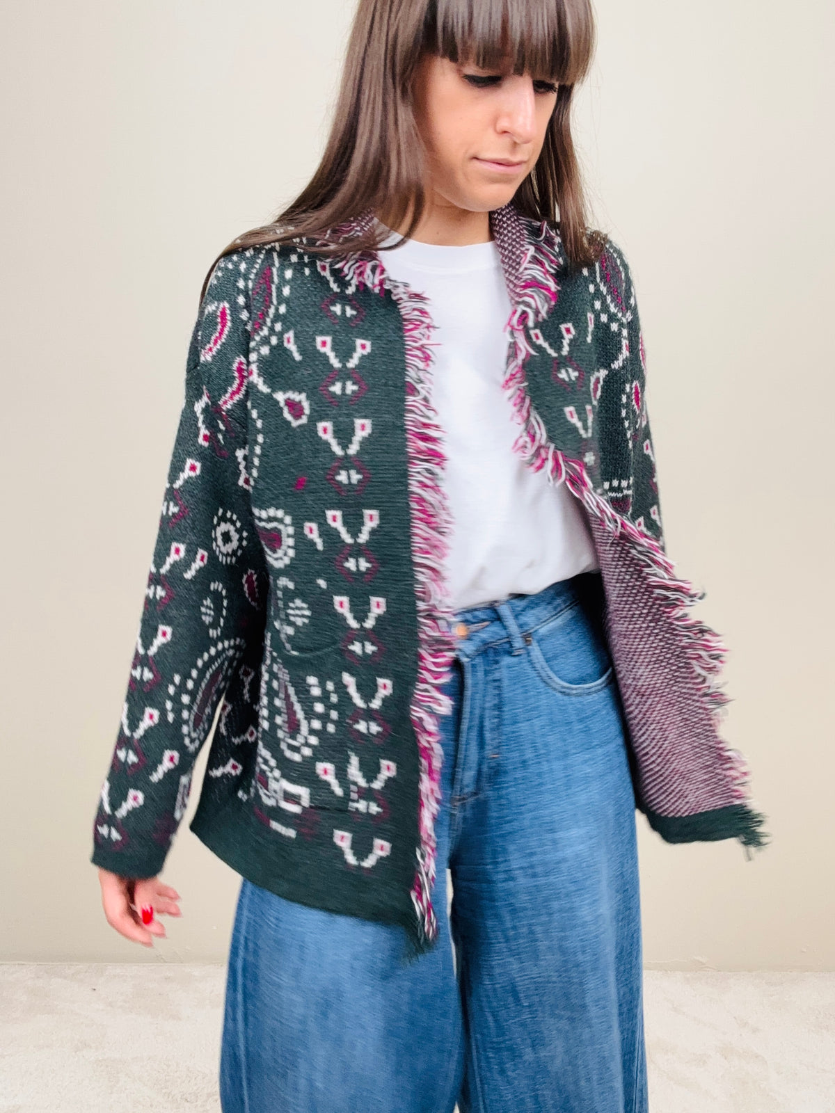 Cardigan bandana ottanio