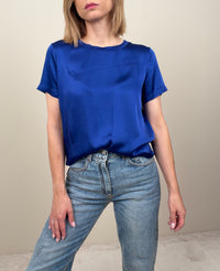 T-shirt in viscosa bluette